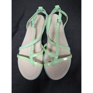 Crocs Isaballa Gladiator Sandals Women's Size 7 Green Jelly Strappy Buckle Shoes
